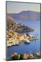 Boats in Symi Harbour from Elevated Angle, Symi, Dodecanese, Greek Islands, Greece, Europe-Neil Farrin-Mounted Photographic Print