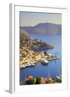 Boats in Symi Harbour from Elevated Angle, Symi, Dodecanese, Greek Islands, Greece, Europe-Neil Farrin-Framed Photographic Print