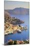 Boats in Symi Harbour from Elevated Angle, Symi, Dodecanese, Greek Islands, Greece, Europe-Neil Farrin-Mounted Photographic Print