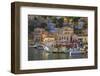 Boats in Symi Harbour, Symi, Dodecanese, Greek Islands, Greece, Europe-Neil Farrin-Framed Premium Photographic Print