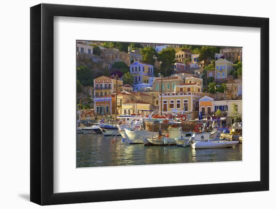 Boats in Symi Harbour, Symi, Dodecanese, Greek Islands, Greece, Europe-Neil Farrin-Framed Premium Photographic Print