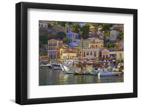 Boats in Symi Harbour, Symi, Dodecanese, Greek Islands, Greece, Europe-Neil Farrin-Framed Premium Photographic Print