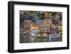 Boats in Symi Harbour, Symi, Dodecanese, Greek Islands, Greece, Europe-Neil Farrin-Framed Premium Photographic Print