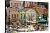 Boats in Symi Harbour, Symi, Dodecanese, Greek Islands, Greece, Europe-Neil Farrin-Stretched Canvas