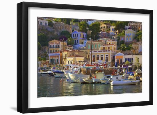 Boats in Symi Harbour, Symi, Dodecanese, Greek Islands, Greece, Europe-Neil Farrin-Framed Photographic Print