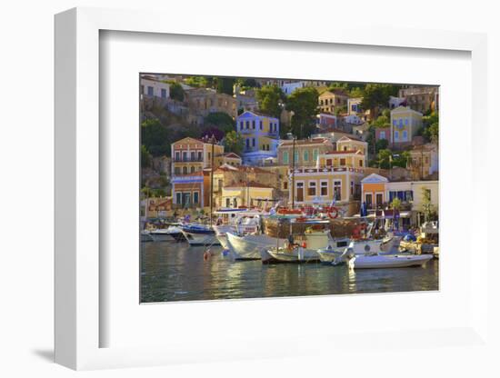 Boats in Symi Harbour, Symi, Dodecanese, Greek Islands, Greece, Europe-Neil Farrin-Framed Photographic Print