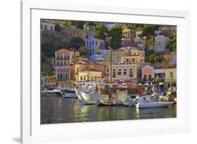 Boats in Symi Harbour, Symi, Dodecanese, Greek Islands, Greece, Europe-Neil Farrin-Framed Photographic Print