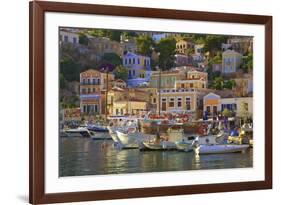 Boats in Symi Harbour, Symi, Dodecanese, Greek Islands, Greece, Europe-Neil Farrin-Framed Photographic Print