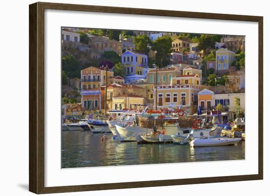 Boats in Symi Harbour, Symi, Dodecanese, Greek Islands, Greece, Europe-Neil Farrin-Framed Photographic Print