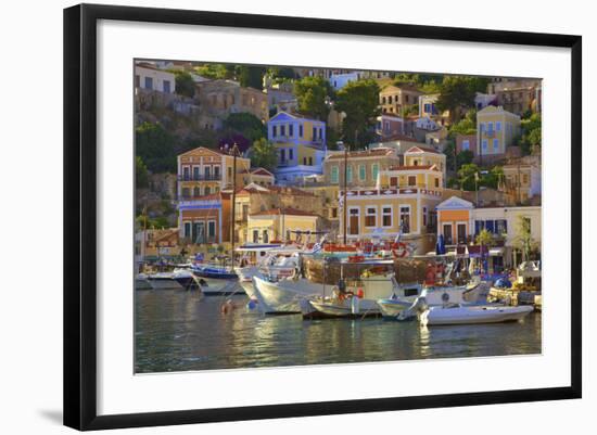 Boats in Symi Harbour, Symi, Dodecanese, Greek Islands, Greece, Europe-Neil Farrin-Framed Photographic Print