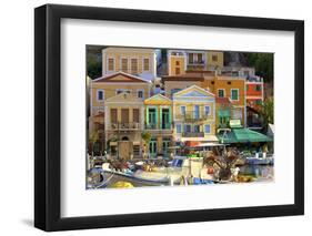 Boats in Symi Harbour, Symi, Dodecanese, Greek Islands, Greece, Europe-Neil Farrin-Framed Photographic Print