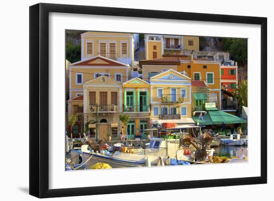 Boats in Symi Harbour, Symi, Dodecanese, Greek Islands, Greece, Europe-Neil Farrin-Framed Photographic Print