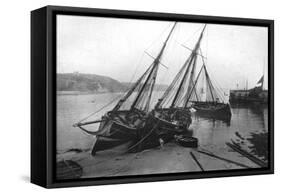 Boats in Tenby Harbour, Pembrokeshire, Wales, 1924-1926-Francis & Co Frith-Framed Stretched Canvas