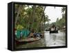 Boats in the Alleppey Backwaters, Kerala, India-null-Framed Stretched Canvas