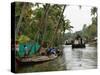 Boats in the Alleppey Backwaters, Kerala, India-null-Stretched Canvas