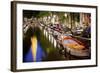 Boats in the Canal Near the Zuiderkerk Church in Amsterdam, Netherlands-Carlo Acenas-Framed Photographic Print