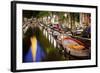 Boats in the Canal Near the Zuiderkerk Church in Amsterdam, Netherlands-Carlo Acenas-Framed Photographic Print