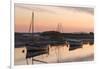 Boats in the channel on a beautiful morning at Burnham Overy Staithe, Norfolk, England, United King-Jon Gibbs-Framed Photographic Print