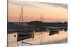 Boats in the channel on a beautiful morning at Burnham Overy Staithe, Norfolk, England, United King-Jon Gibbs-Stretched Canvas