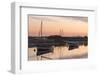 Boats in the channel on a beautiful morning at Burnham Overy Staithe, Norfolk, England, United King-Jon Gibbs-Framed Photographic Print