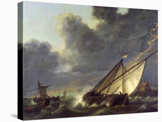 Boats in the Estuary of Holland Diep in a Storm-Aelbert Cuyp-Stretched Canvas