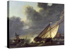 Boats in the Estuary of Holland Diep in a Storm-Aelbert Cuyp-Stretched Canvas