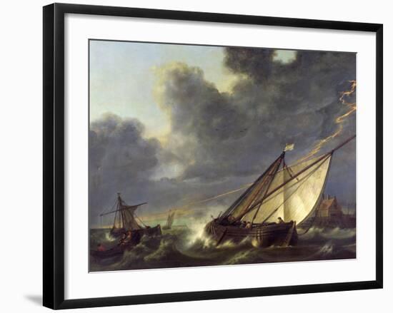 Boats in the Estuary of Holland Diep in a Storm-Aelbert Cuyp-Framed Giclee Print