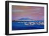 Boats in the Gulf of Naples Italy with Mount Vesuvio-Markus Bleichner-Framed Premium Giclee Print