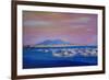 Boats in the Gulf of Naples Italy with Mount Vesuvio-Markus Bleichner-Framed Art Print