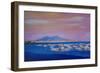 Boats in the Gulf of Naples Italy with Mount Vesuvio-Markus Bleichner-Framed Art Print