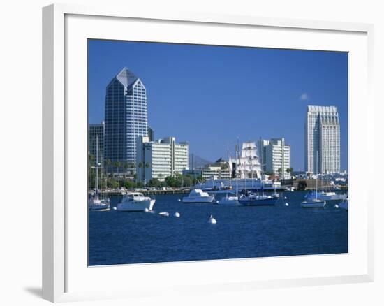 Boats in the Harbour and City Skyline of San Diego, California, USA-Richardson Rolf-Framed Photographic Print