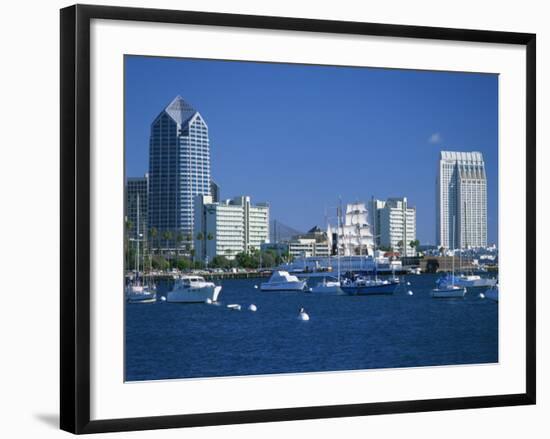 Boats in the Harbour and City Skyline of San Diego, California, USA-Richardson Rolf-Framed Photographic Print