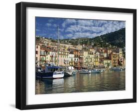 Boats in the Harbour and Painted Houses, Villefranche, on the Cote D'Azur, Provence, France-Rainford Roy-Framed Photographic Print