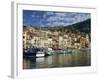 Boats in the Harbour and Painted Houses, Villefranche, on the Cote D'Azur, Provence, France-Rainford Roy-Framed Photographic Print