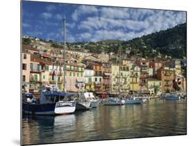 Boats in the Harbour and Painted Houses, Villefranche, on the Cote D'Azur, Provence, France-Rainford Roy-Mounted Photographic Print