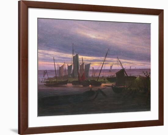 Boats in the Harbour at Evening, C. 1828-Caspar David Friedrich-Framed Giclee Print