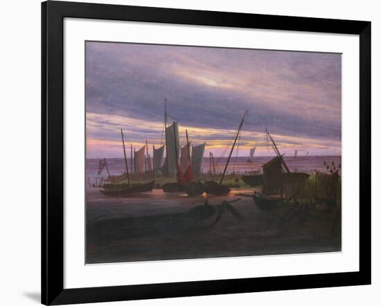 Boats in the Harbour at Evening, C. 1828-Caspar David Friedrich-Framed Giclee Print