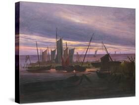 Boats in the Harbour at Evening, C. 1828-Caspar David Friedrich-Stretched Canvas