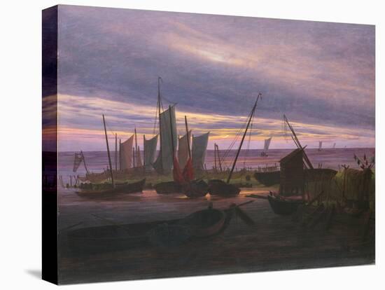 Boats in the Harbour at Evening, C. 1828-Caspar David Friedrich-Stretched Canvas