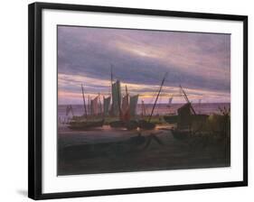 Boats in the Harbour at Evening, C. 1828-Caspar David Friedrich-Framed Giclee Print