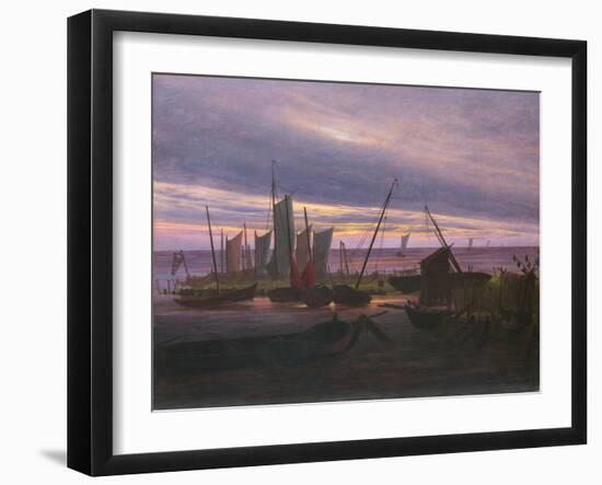 Boats in the Harbour at Evening, C. 1828-Caspar David Friedrich-Framed Giclee Print