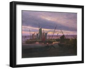 Boats in the Harbour at Evening, C. 1828-Caspar David Friedrich-Framed Giclee Print