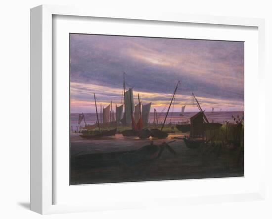 Boats in the Harbour at Evening, C. 1828-Caspar David Friedrich-Framed Giclee Print