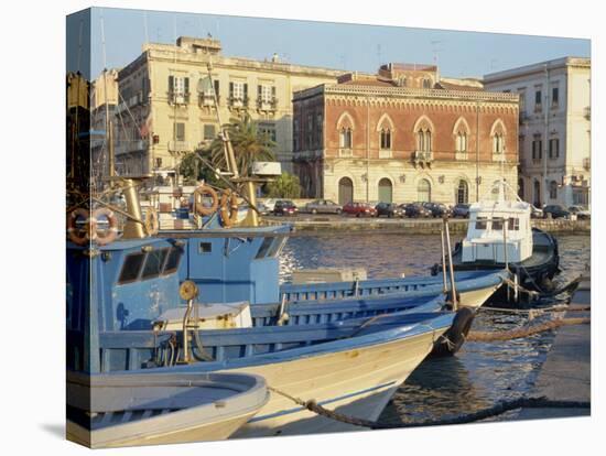 Boats in the Harbour, Ortygia, Syracuse, on the Island of Sicily, Italy, Europe-Terry Sheila-Stretched Canvas