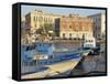 Boats in the Harbour, Ortygia, Syracuse, on the Island of Sicily, Italy, Europe-Terry Sheila-Framed Stretched Canvas