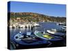 Boats in the Harbour with the Esterel Corniche Mountains in the Background, Agay, Var, Provence, Fr-Peter Richardson-Stretched Canvas