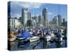 Boats in the Marina at False Creek, and the City Skyline of Vancouver, British Columbia, Canada-Rob Cousins-Stretched Canvas