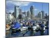 Boats in the Marina at False Creek, and the City Skyline of Vancouver, British Columbia, Canada-Rob Cousins-Mounted Photographic Print