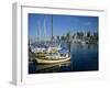 Boats in the Marina at Stanley Park with Skyline of Vancouver Behind, British Columbia, Canada-Renner Geoff-Framed Photographic Print