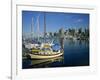 Boats in the Marina at Stanley Park with Skyline of Vancouver Behind, British Columbia, Canada-Renner Geoff-Framed Photographic Print